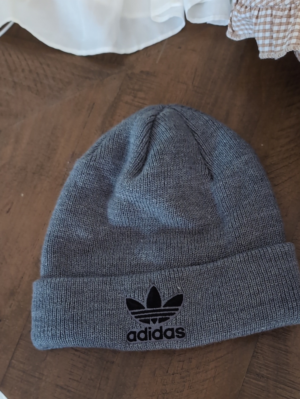 adidas Gray Knit Beanie with Black Logo